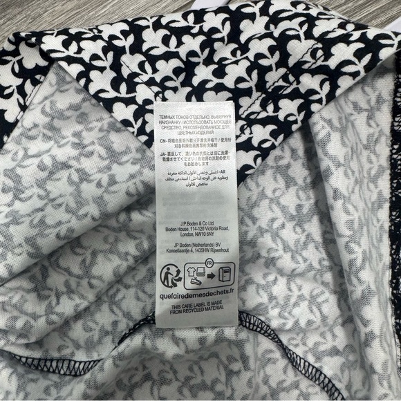 NWT Boden Empire Knot Midi Jersey Dress Stretch Black Lily Sprig Long Sleeve 4R - Picture 11 of 14